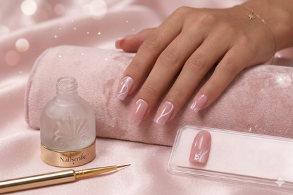 Kit Press-On Nails Pink Wave – Manucure Instantanée Réutilisable pour Femme